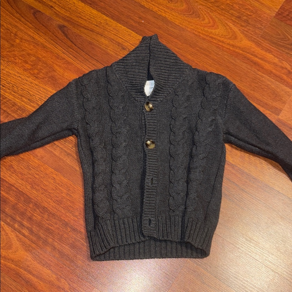 Okie Dokie Charcoal Cable Knit Kids Cardigan
